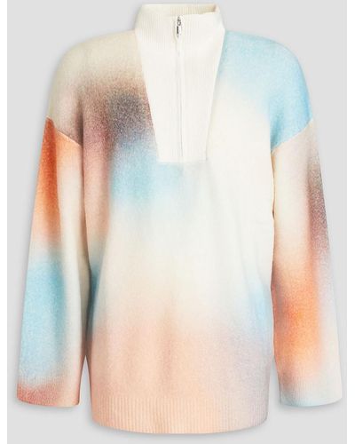 Nanushka Printed Knitted Half-zip Sweater - Blue