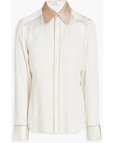 Bella Freud Sparkly Dolly Metallic-trimmed Two-tone Silk Shirt - White