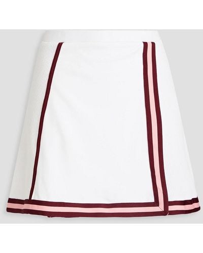 The Upside Match Tahlia Striped Waffle Knit And Stretch-jersey Mini Skirt - White