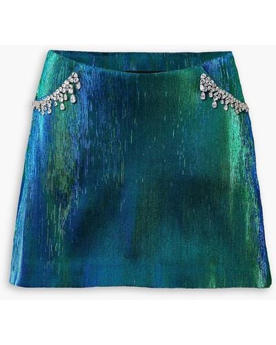 Miss Sohee The Vanguard Crystal-embellished Lamé Mini Skirt - Blue