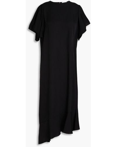 Theory Silk Crepe De Chine Midi Dress - Black