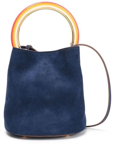Marni Pannier Mini Suede Bucket Bag - Blue