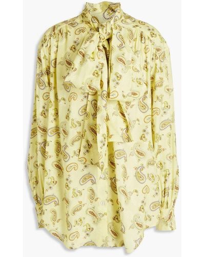 Acne Studios Hemd aus glänzendem jacquard mit paisley-print und schluppe - Gelb