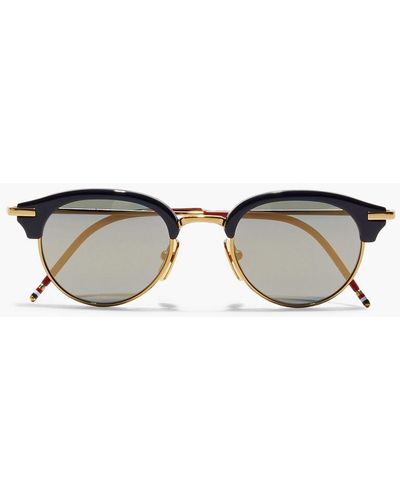 Thom Browne Round-frame Gold-tone And Acetate Sunglasses - Metallic