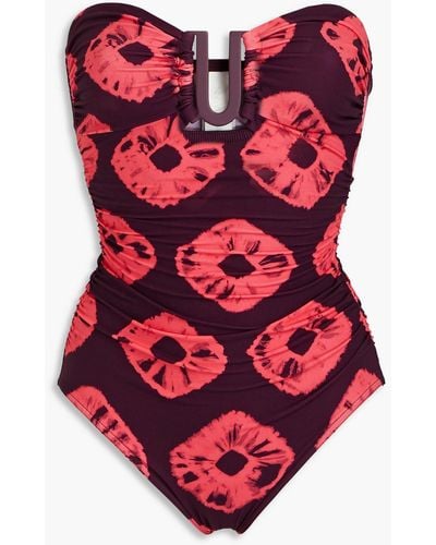 Zimmermann Tie-dyed Bandeau Swimsuit - Red