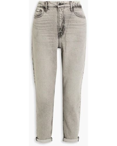 GOOD AMERICAN Distressed High-rise Straight-leg Jeans - Grey