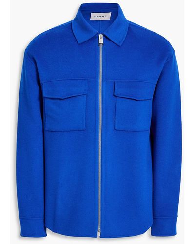 FRAME Wool-blend Felt Overshirt - Blue