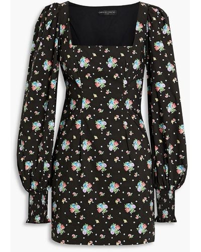 Caroline Constas Elliot Floral-print Cotton-blend Poplin Mini Dress - Black