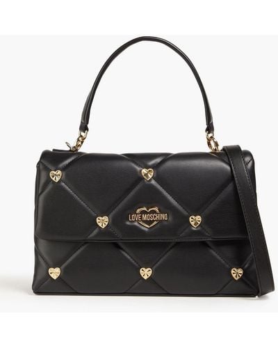 Love Moschino Embellished Quilted Faux Leather Tote - Black