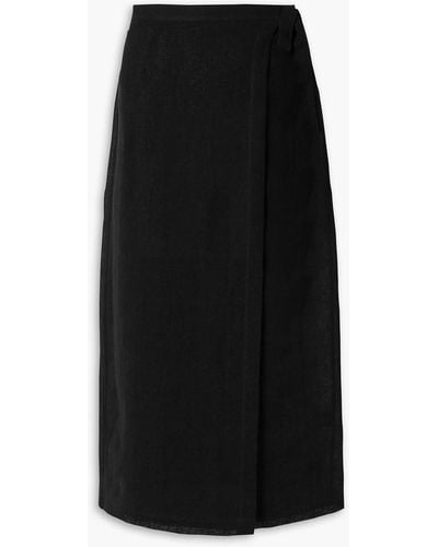 Lisa Marie Fernandez Midi-wickelrock aus gaze aus einer leinenmischung - Schwarz