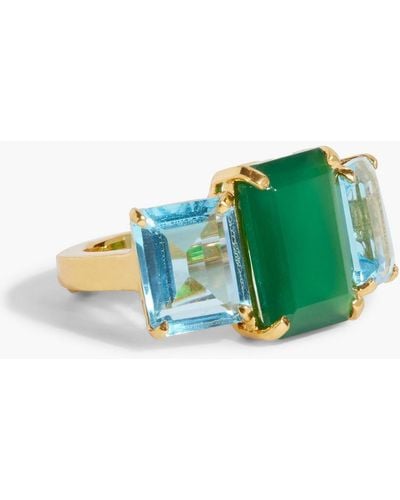 Bounkit Goldfarbener ring mit grünem onyx und quarz