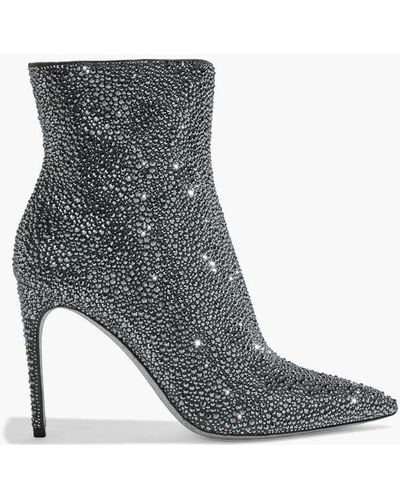 Rene Caovilla Jet Crystal-embellished Suede Ankle Boots - Grey