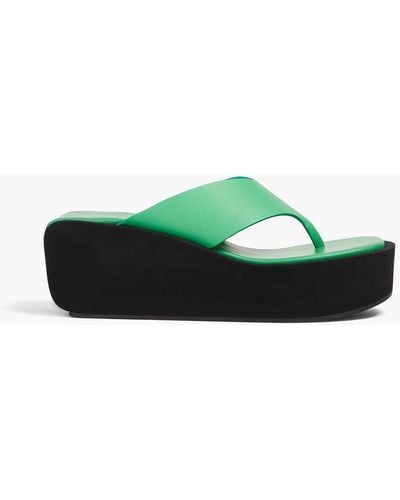 FRAME Le Ocean Leather Sandals - Green