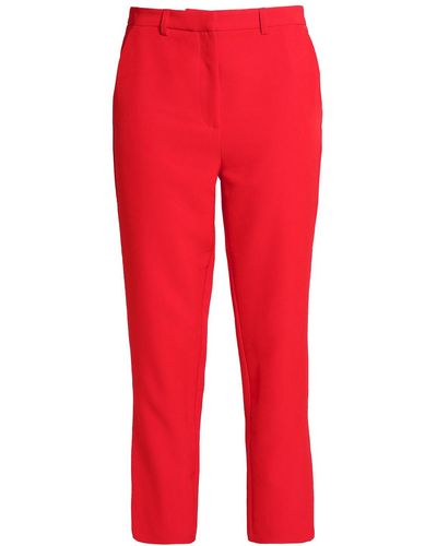 Iris & Ink Luca Cropped Crepe Tape Trousers - Red