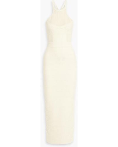 Hervé Léger Textured Bandage And Stretch-knit Maxi Dress - White