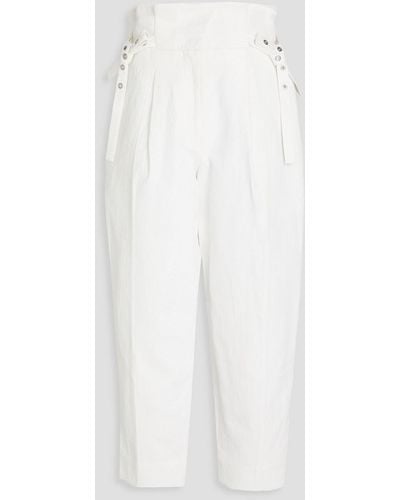 3.1 Phillip Lim Cropped Hammered Cotton And Linen-blend Tapered Pants - White
