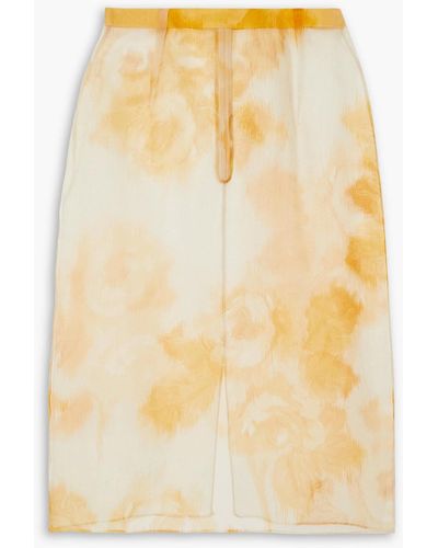 Emilia Wickstead Kobe Floral-print Silk-organza Midi Skirt - Yellow