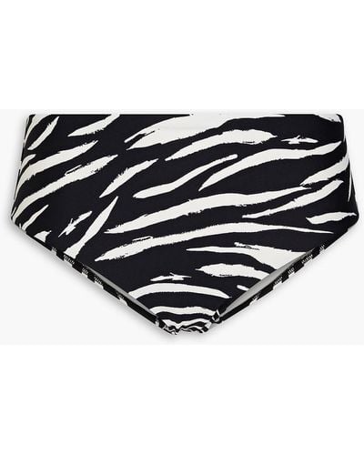 Seafolly Skin Deep Zebra-print High-rise Bikini Briefs - Black