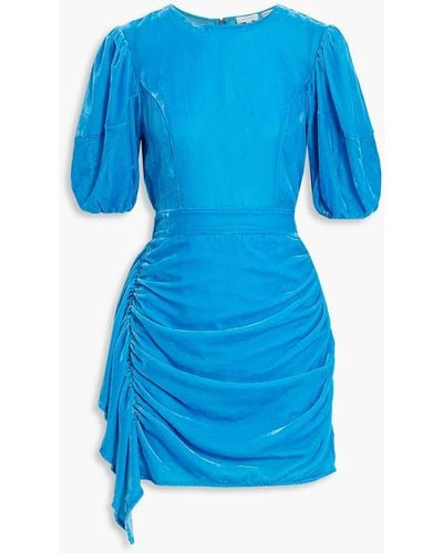 RHODE Pia Draped Velvet Mini Dress - Blue