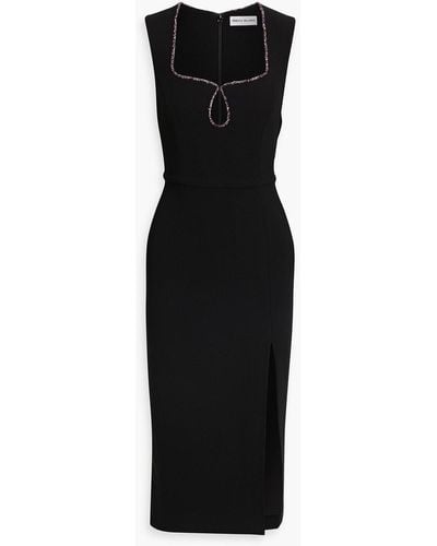 Rebecca Vallance Victoria Crystal-embellished Crepe Midi Dress - Black
