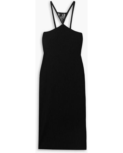 Christopher Kane Lace-paneled Ribbed Jersey Midi Dress - Black