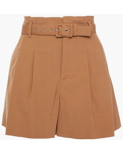RED Valentino Pleated Belted Twill Shorts - Natural