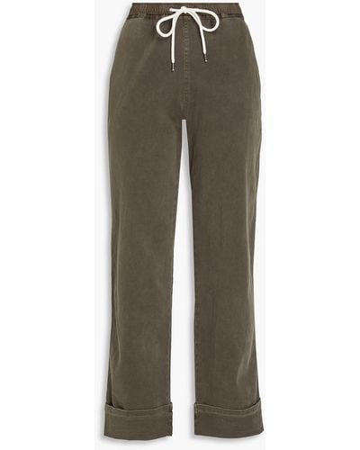 James Perse Brushed Cotton-blend Twill Straight-leg Trousers - Green