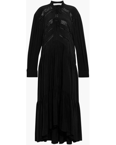 IRO Guipure Lace-trimmed Swiss-dot Midi Dress - Black