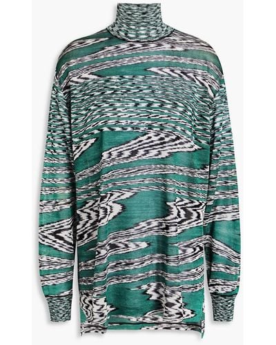 Missoni Marled Intarsia-knit Turtleneck Jumper - Green