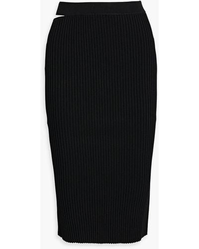 Helmut Lang Cutout Ribbed-knit Skirt - Black
