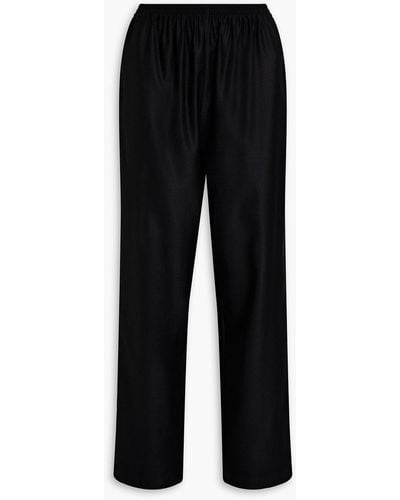 Eskandar Wool And Silk-blend Tapered Trousers - Black
