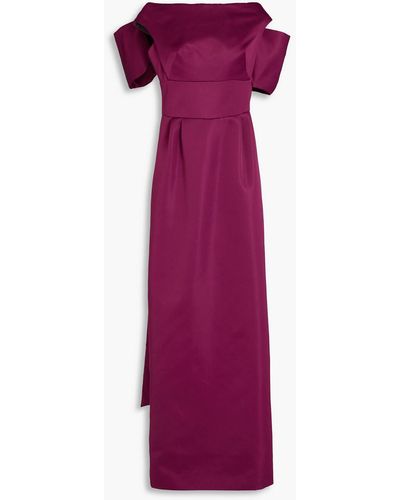 Huishan Zhang Aveline Bow-detailed Satin Gown - Purple