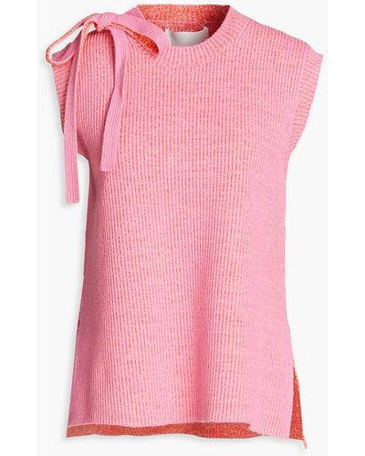 3.1 Phillip Lim Bow-detailed Ribbed Cotton-blend Top - Pink