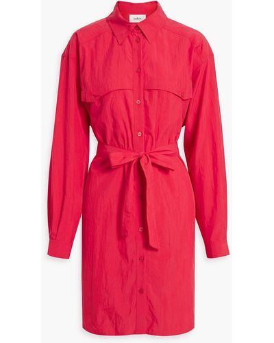 Ba&sh Pearl Belted Lyocell-blend Poplin Mini Shirt Dress - Red