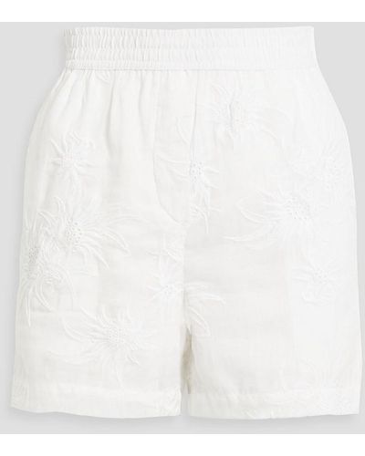Rag & Bone Emma Embroidered Ramie Shorts - White