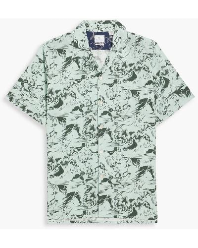 Paul Smith Bedrucktes hemd aus baumwollgaze - Grün