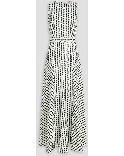 Diane von Furstenberg Elliot Belted Printed Cotton And Linen-blend Maxi Dress - White