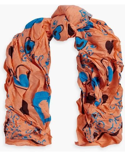 Acne Studios Printed Cotton And Silk-blend Scarf - Orange