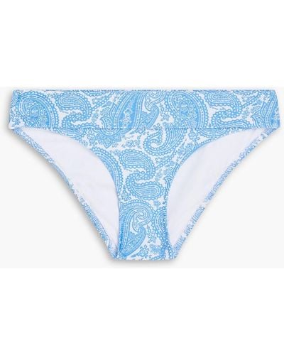 Heidi Klein Paisley-print Stretch-piqué Low-rise Bikini Briefs - Blue