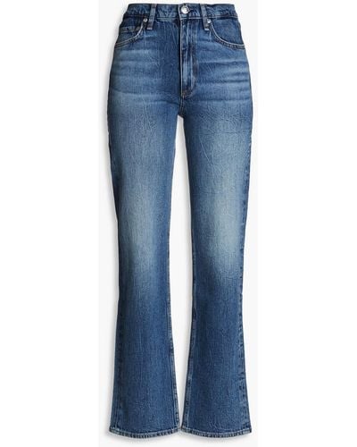 Rag & Bone Harlow Faded High-rise Straight-leg Jeans - Blue