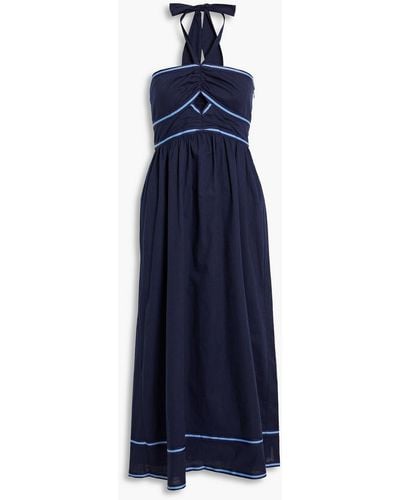 Sachin & Babi Reid Cutout Cotton Halterneck Midi Dress - Blue