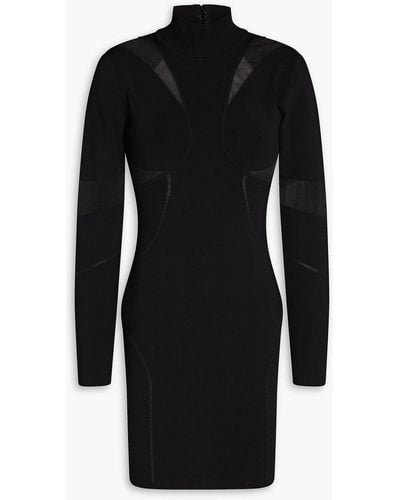 Hervé Léger Cutout Knitted Mini Dress - Black