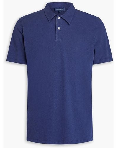 Frescobol Carioca Cotton And Linen-blend Jersey Polo Shirt - Blue