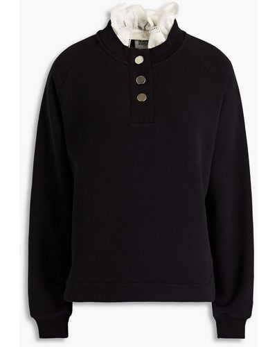 Claudie Pierlot Ruffled Cotton-fleece Sweatshirt - Black