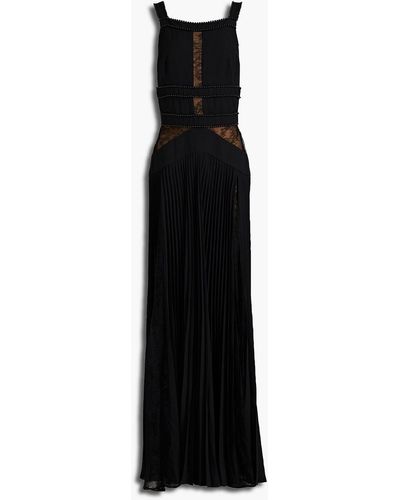 Elie Saab Embellished Pleated Crepe Gown - Black