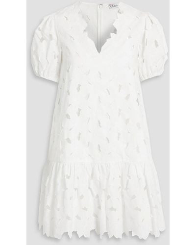 RED Valentino Laser-cut Embroidered Cotton-blend Poplin Mini Dress - White