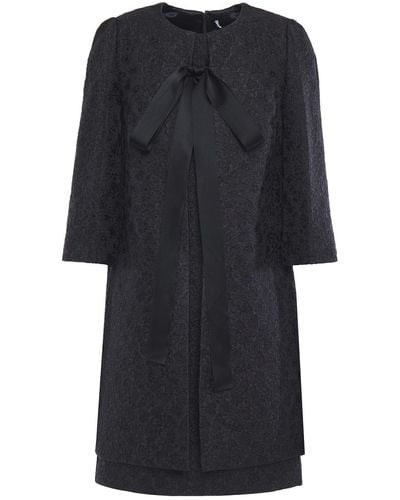 Dolce & Gabbana Bow-detailed cotton and silk-blend brocade dress - Schwarz