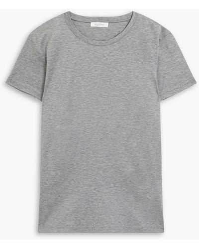 Valentino Studded Mélange Cotton-jersey T-shirt - Grey