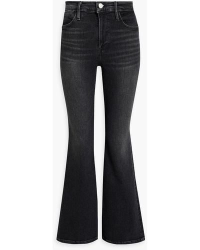 FRAME Le Pixie High Faded High-rise Flared Jeans - Black