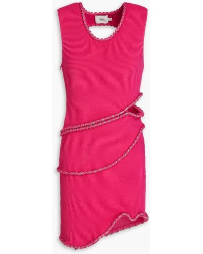 Aje. Undulating Open-back Embellished Ribbed-knit Mini Dress - Pink